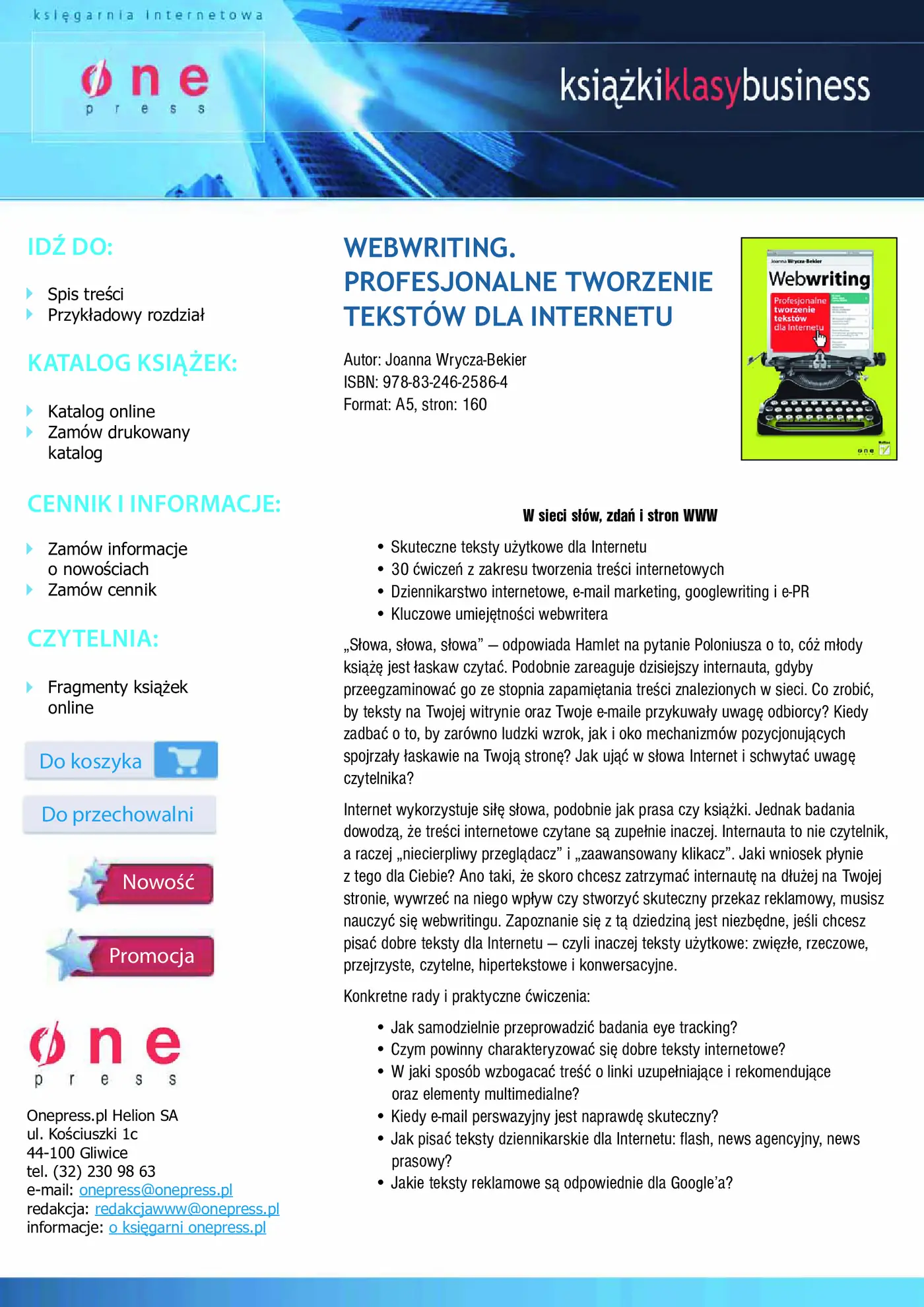 Fragment „Webwriting. Profesjonalne tworzenie tekstów dla Internetu” — strona 1 z 12