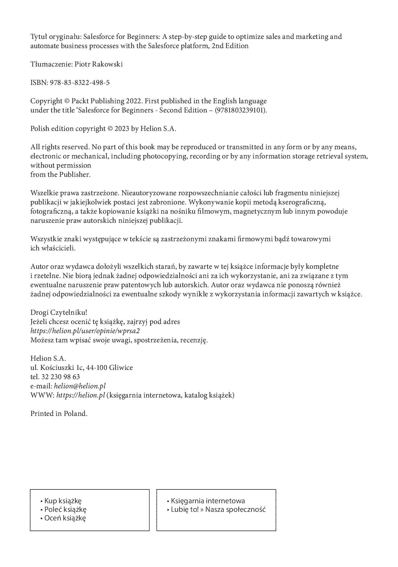 Fragment „Wprowadzenie do Salesforce. Jak zoptymalizować sprzedaż i marketing. Wydanie II” — strona 2 z 30