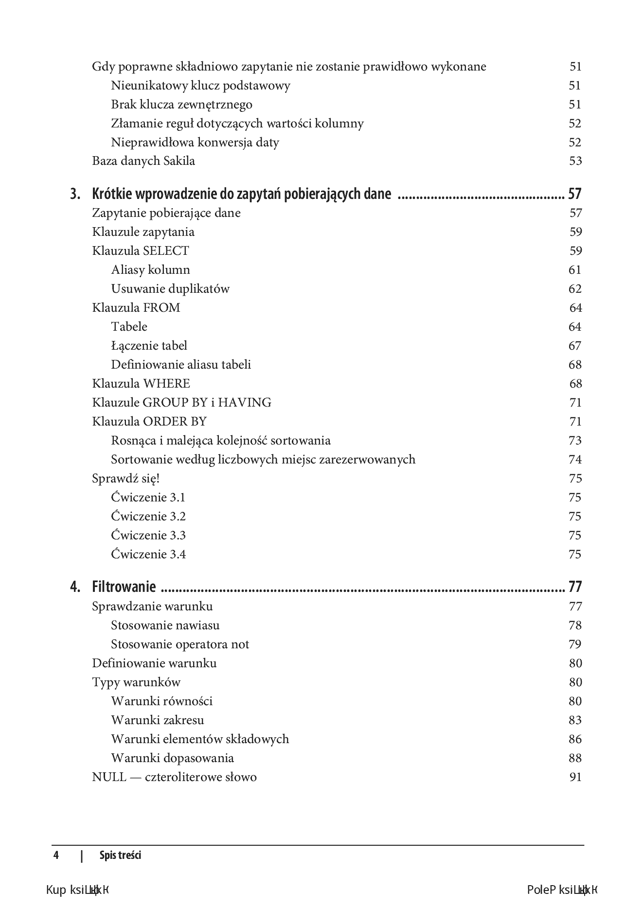 Fragment „Wprowadzenie do SQL. Jak generować, pobierać i obsługiwać dane. Wydanie III” — strona 4 z 26