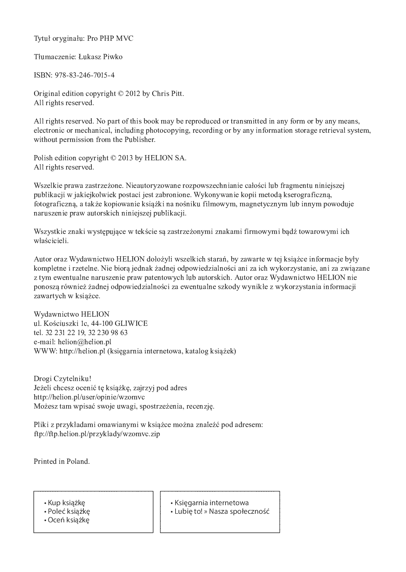 Fragment „Wzorzec MVC w PHP dla profesjonalistów” — strona 2 z 30