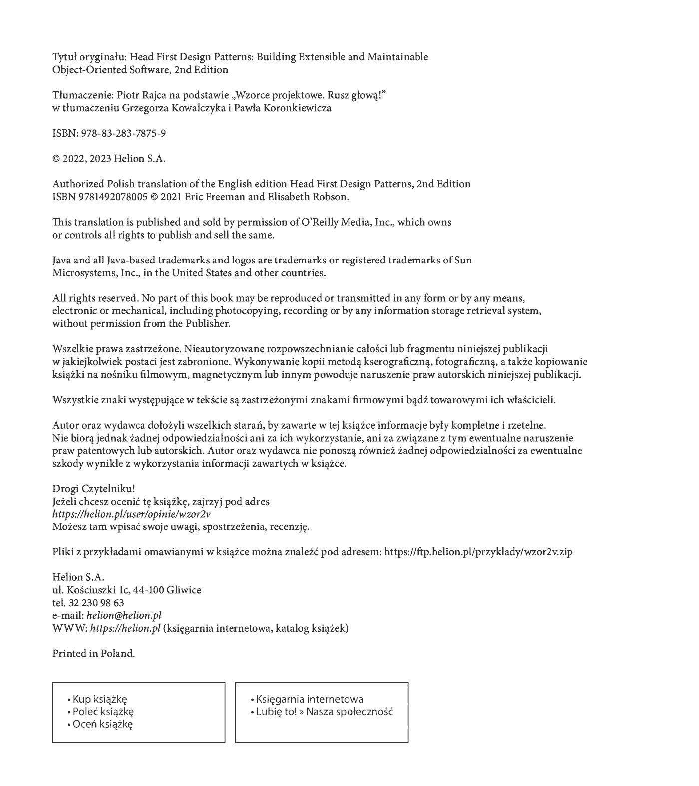 Fragment „Wzorce projektowe. Rusz głową! Tworzenie rozszerzalnego i łatwego w utrzymaniu oprogramowania obiektowego. Wydanie II” — strona 2 z 30
