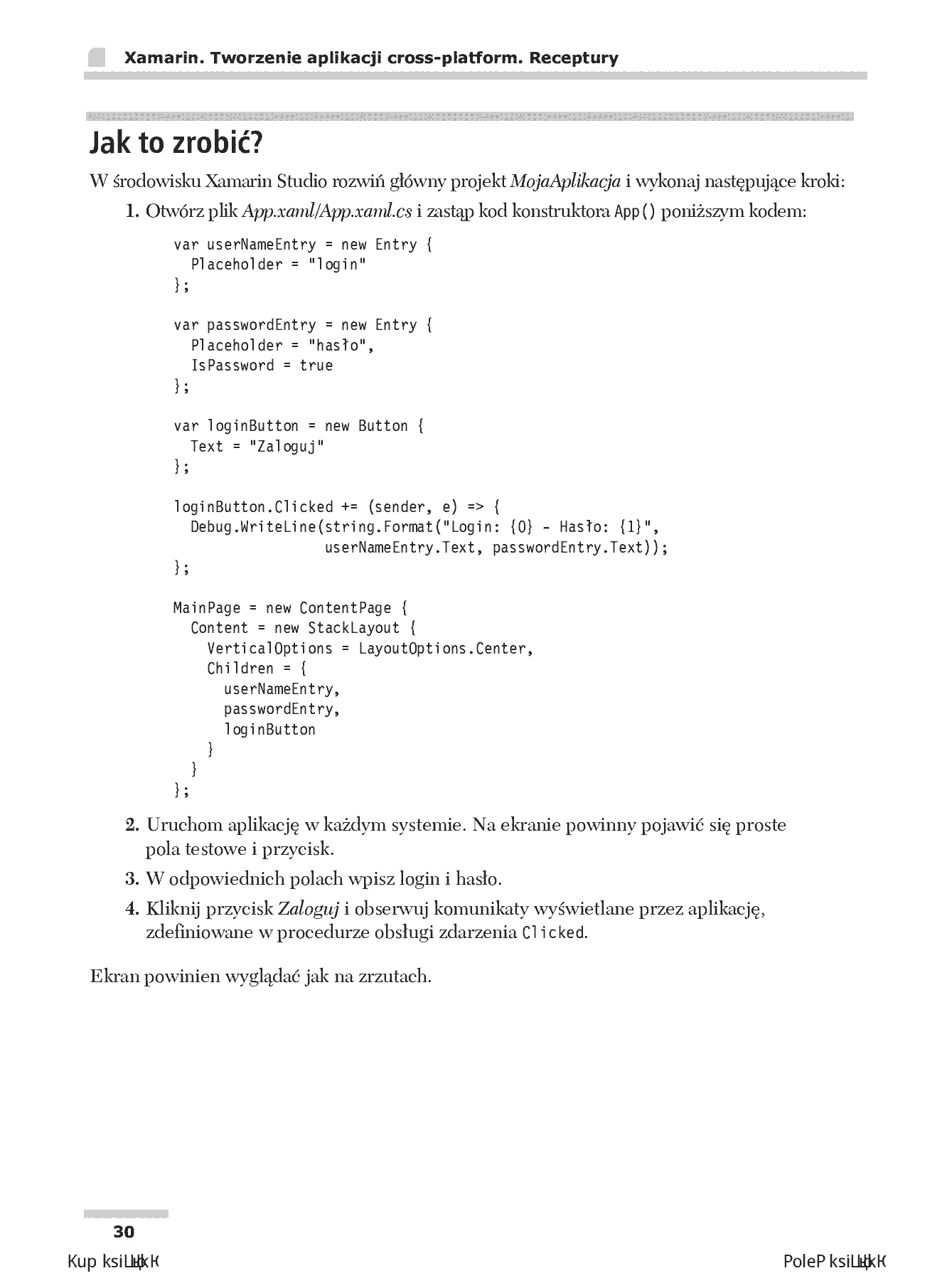 Fragment „Xamarin. Tworzenie aplikacji cross-platform. Receptury” — strona 18 z 30