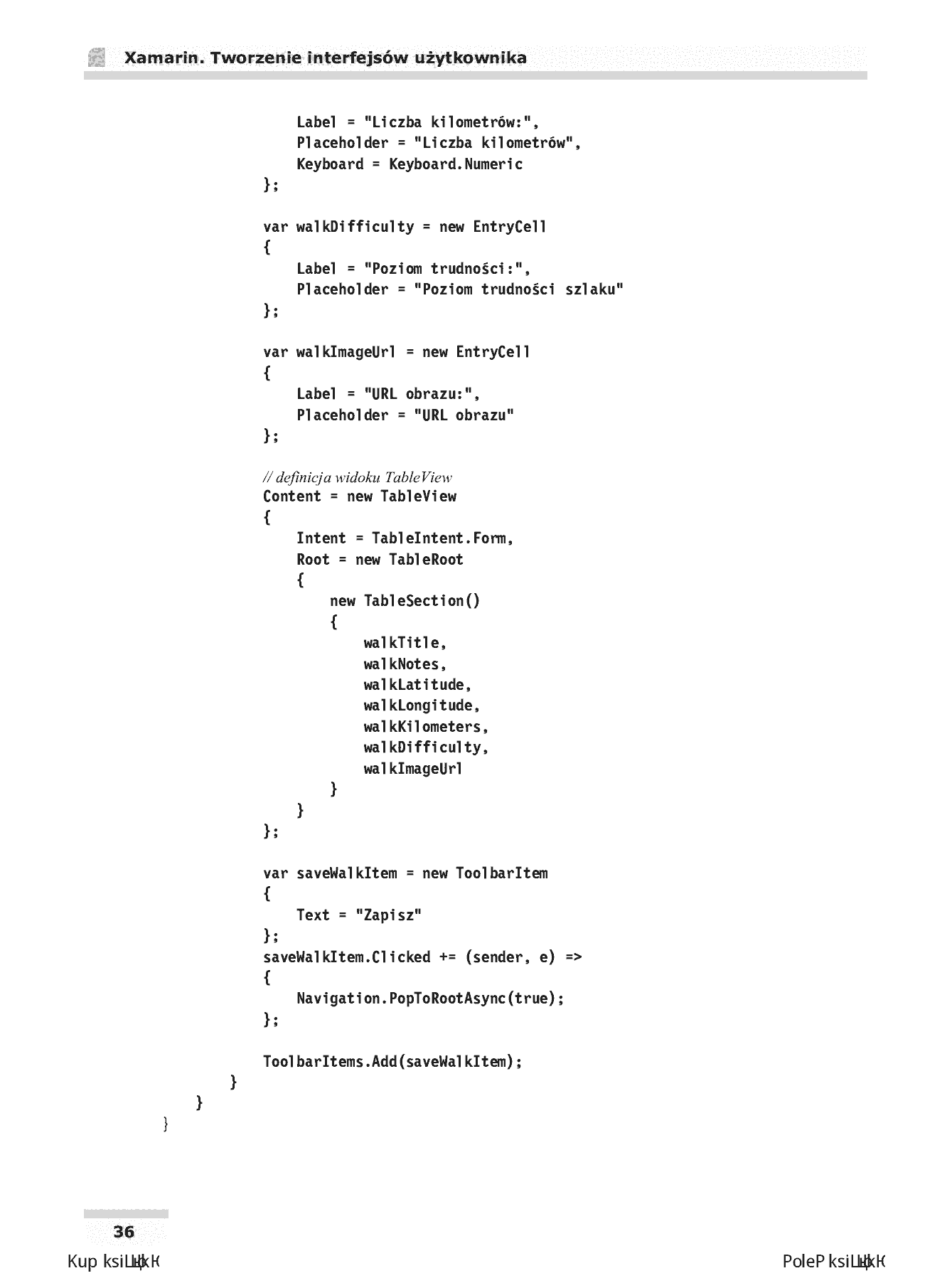Fragment „Xamarin. Tworzenie interfejsów użytkownika” — strona 22 z 30