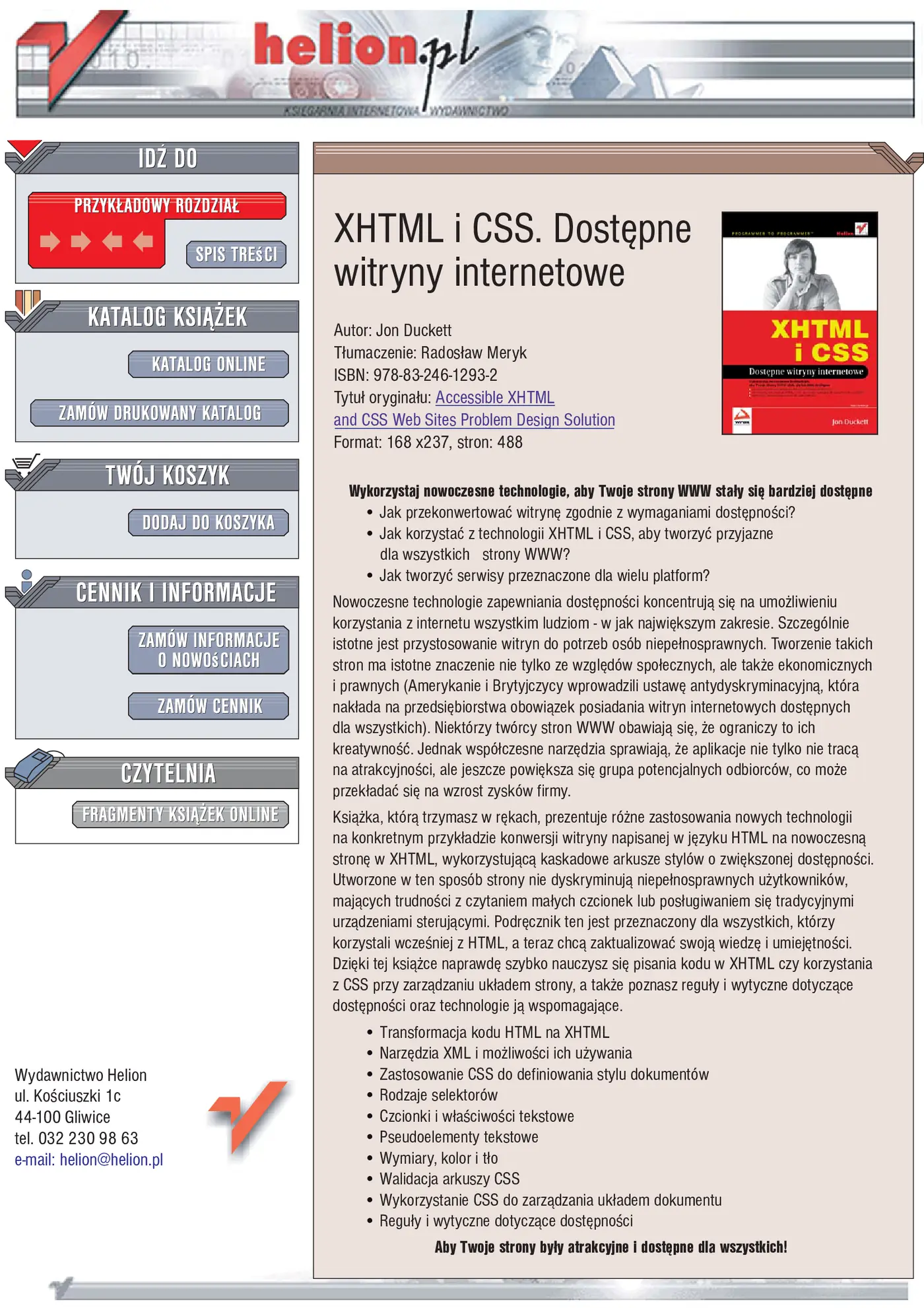 Fragment „XHTML i CSS. Dostępne witryny internetowe” — strona 1 z 30