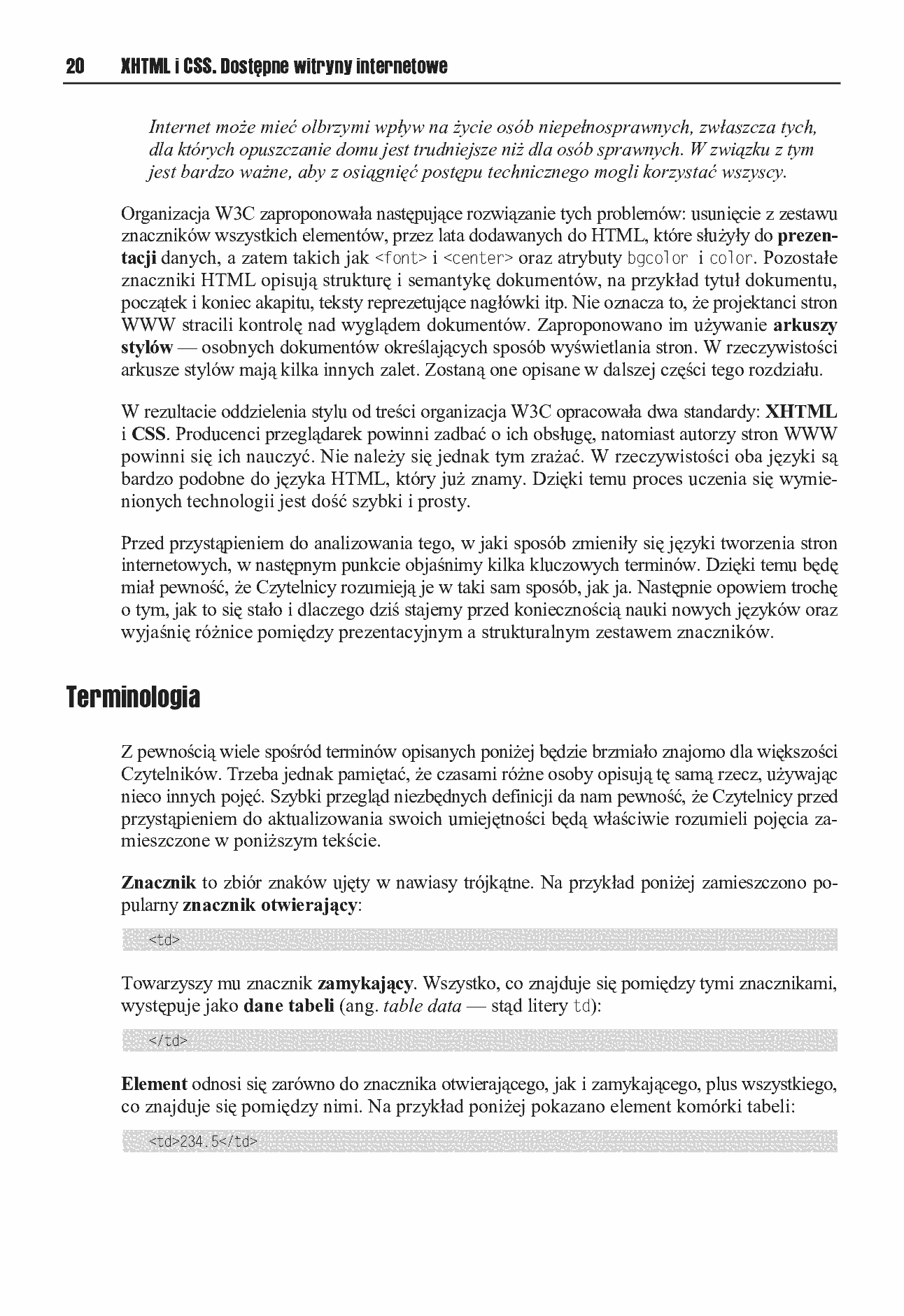 Fragment „XHTML i CSS. Dostępne witryny internetowe” — strona 9 z 30