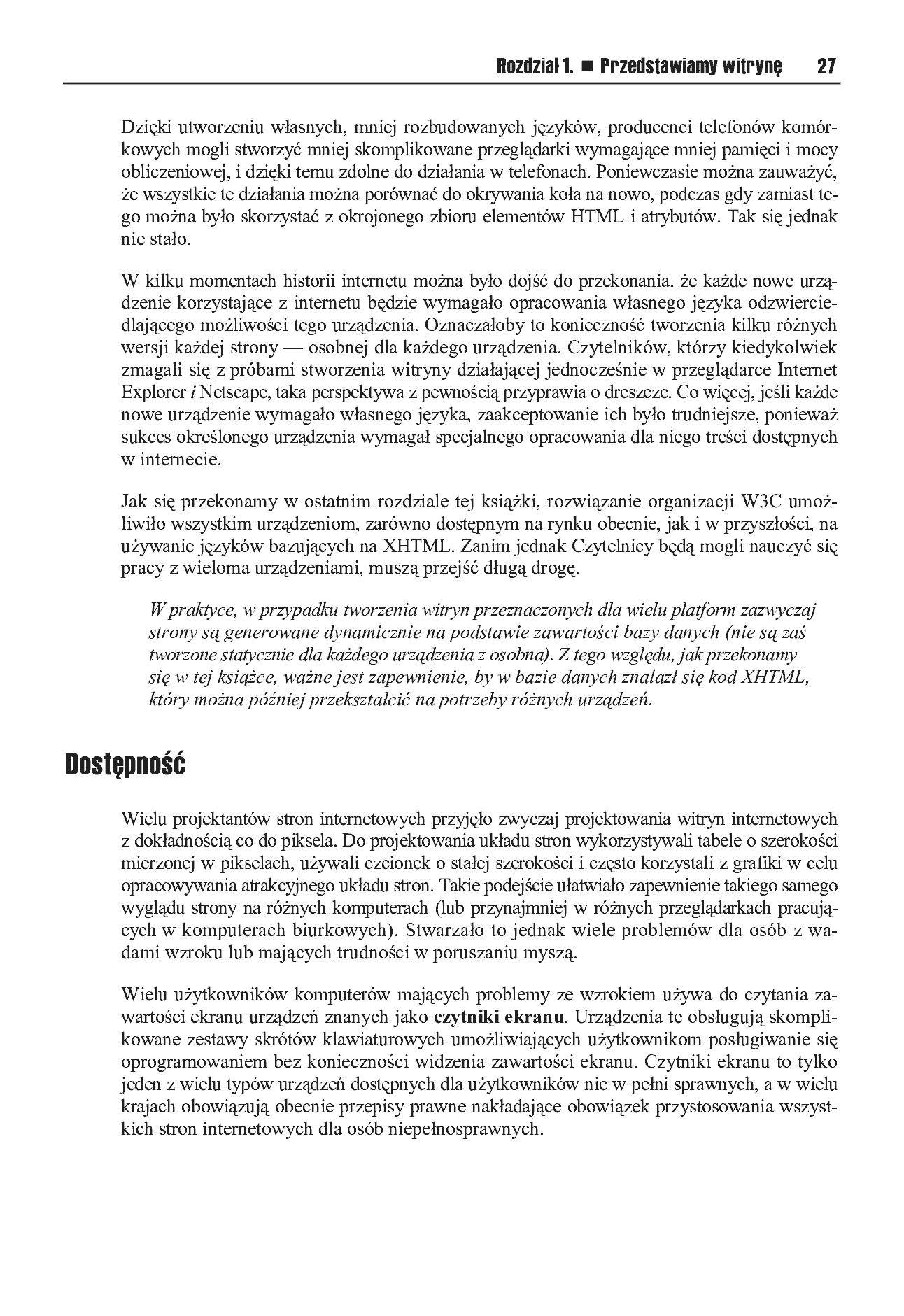 Fragment „XHTML i CSS. Dostępne witryny internetowe” — strona 16 z 30