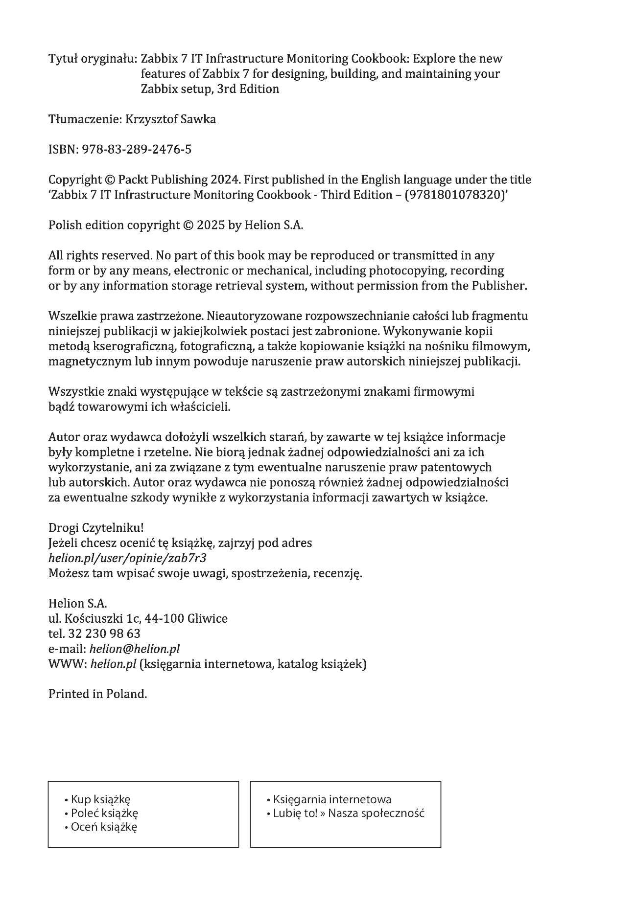 Fragment „Zabbix 7. Receptury. Nowe funkcje projektowania, wdrażania i optymalizacji monitoringu infrastruktury IT. Wydanie III” — strona 2 z 30